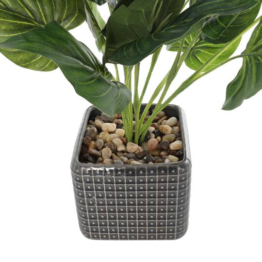 20" Green Foliage Artificial Plant with Black Ceramic Pot